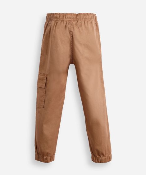calça de sarja infantil jogger cargo bege