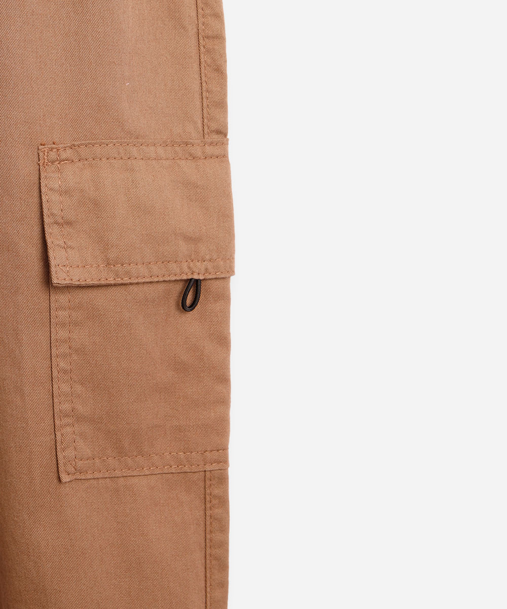 calça de sarja infantil jogger cargo bege