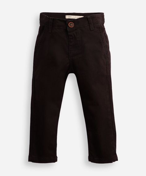 calça slim infantil de sarja com bolso chino preta