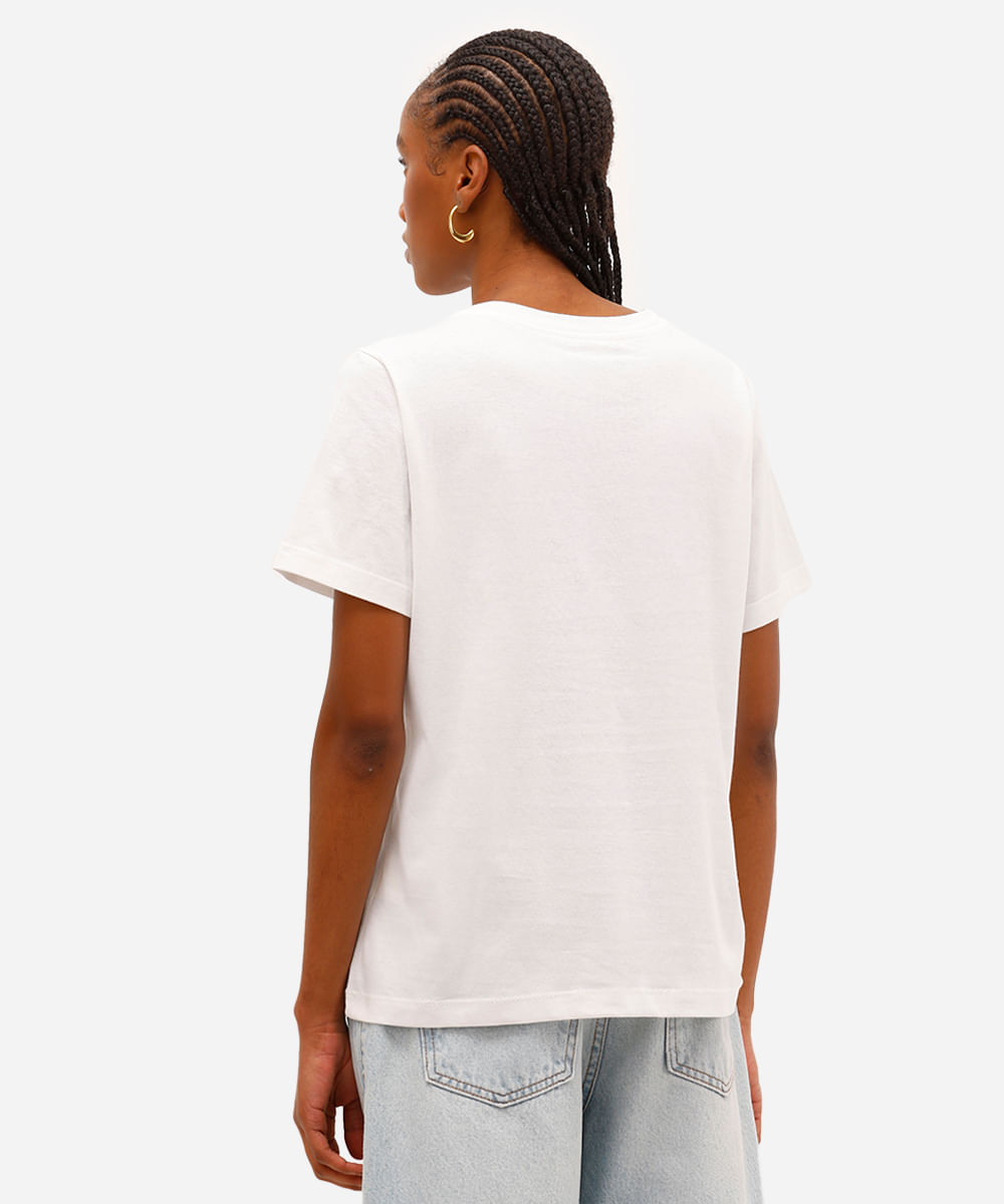 camiseta feminina de algodão manga curta mickey mouse texturizada off white