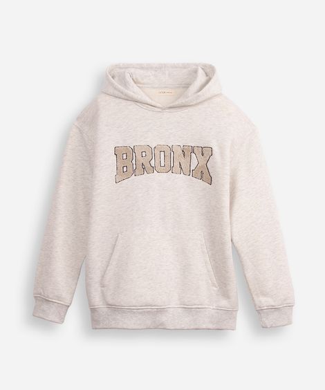 blusão juvenil de moletom com capuz bronx cinza