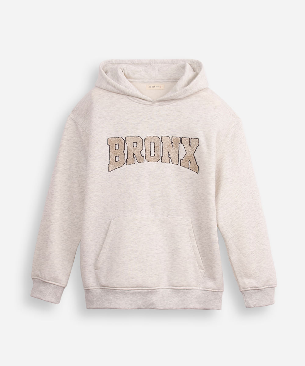 blusão juvenil de moletom com capuz bronx cinza