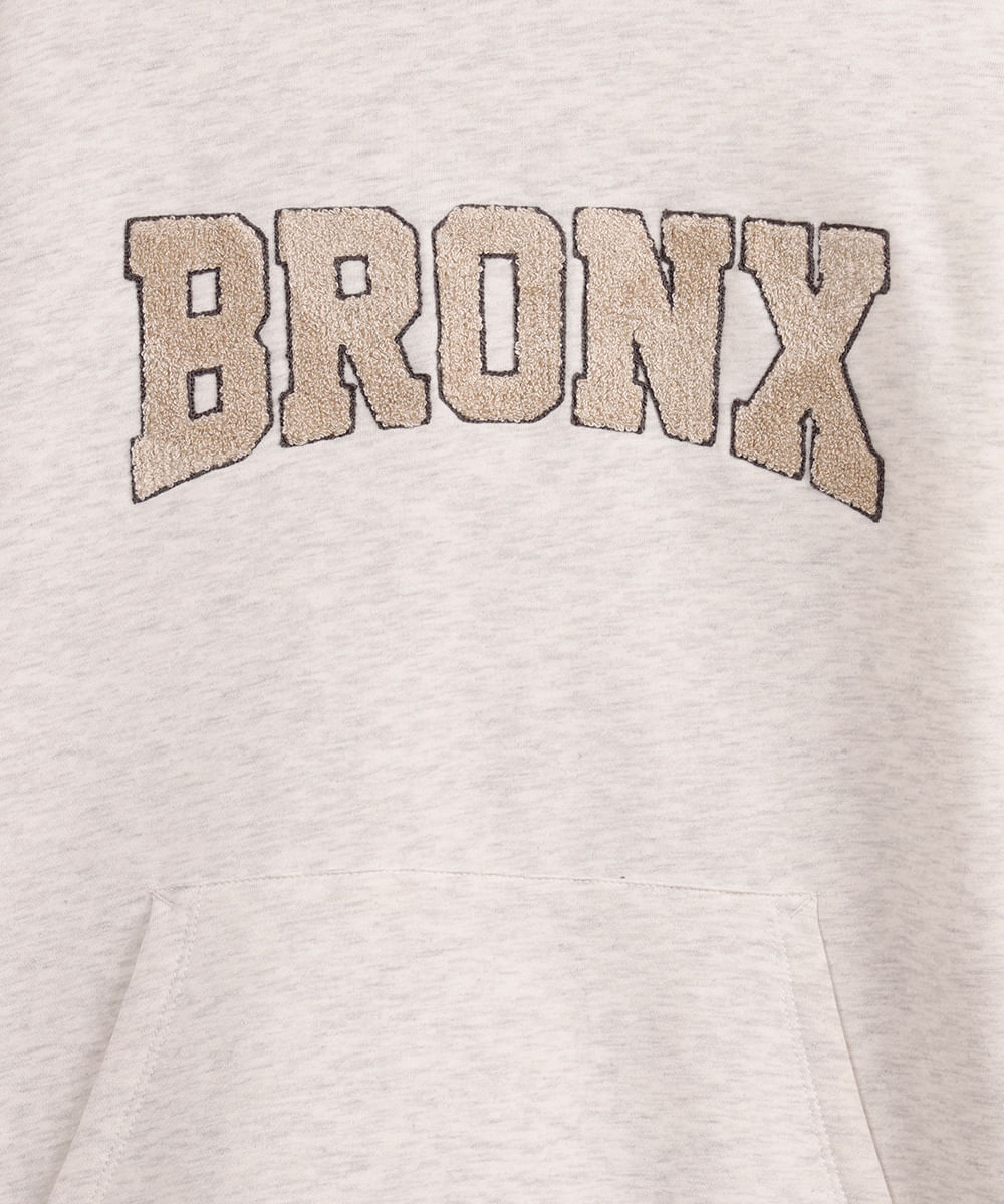 blusão juvenil de moletom com capuz bronx cinza