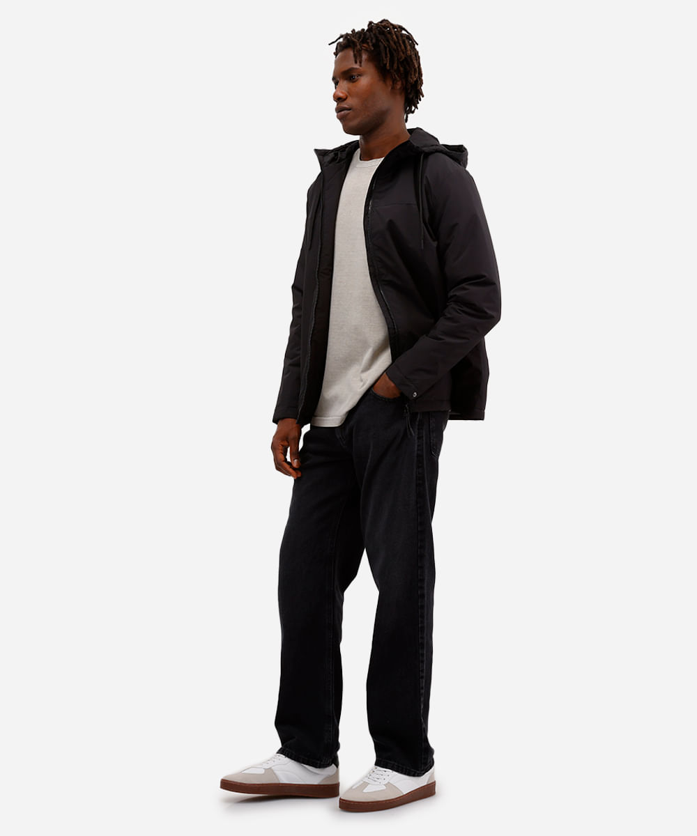 jaqueta masculina com capuz preta