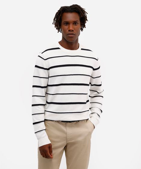 suéter comfort masculino de tricot listrado off white