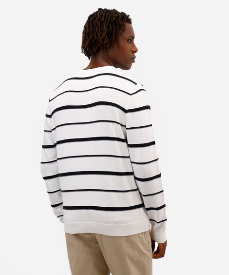 suéter comfort masculino de tricot listrado off white