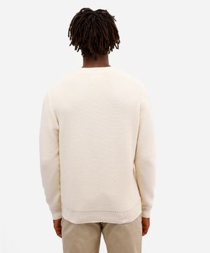suéter de tricot canelado - off white