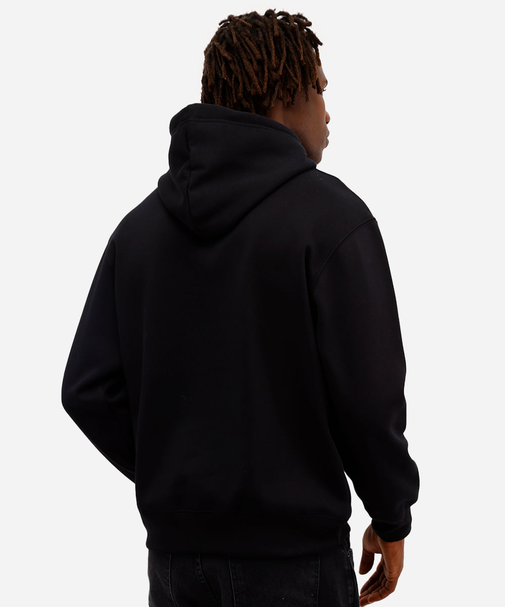 blusão masculino de moletom com capuz manhattan preto