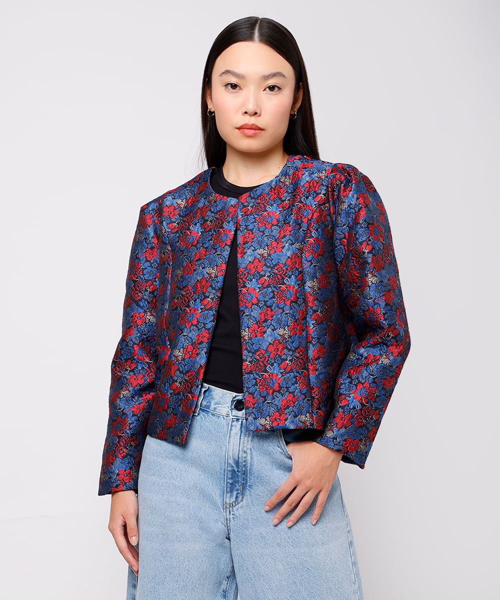 casaco feminino floral mindset colorido