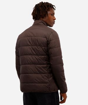 jaqueta puffer básica masculina manga longa marrom
