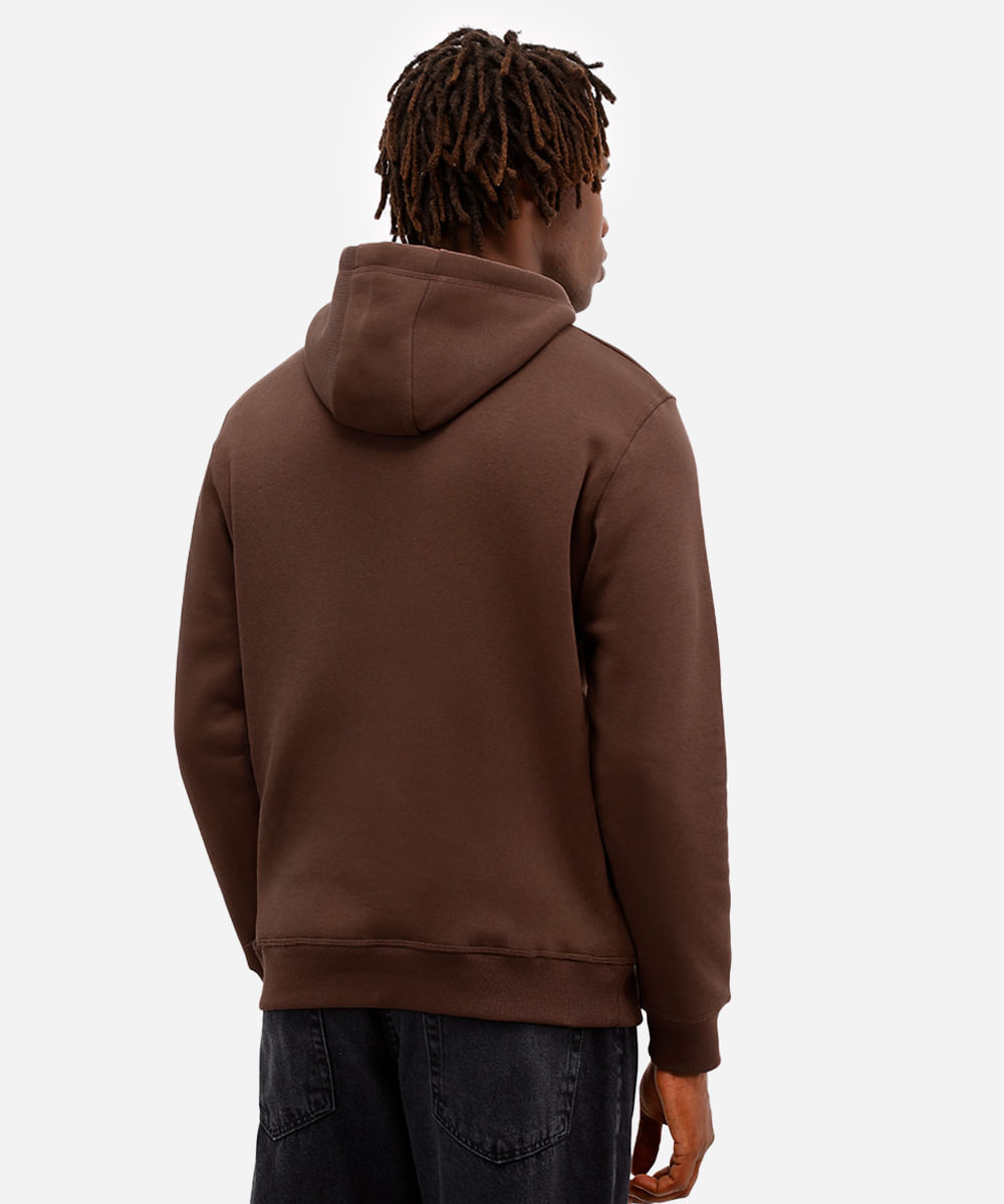 blusão masculino de moletom com capuz e bolso canguru california marrom