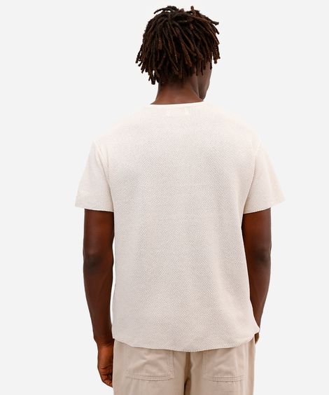 camiseta masculina de tricot manga curta off white