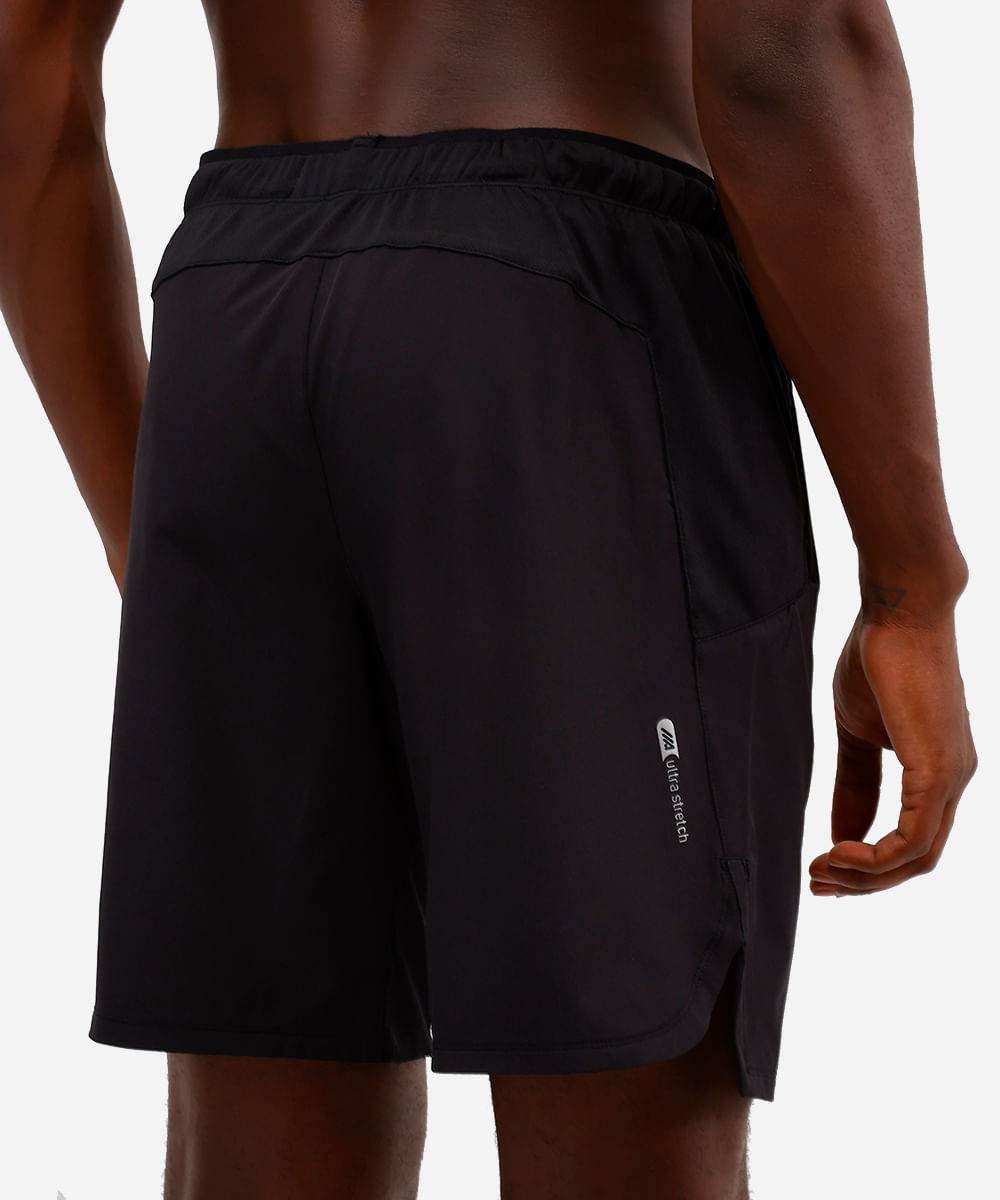 short masculino esportivo com recortes preto