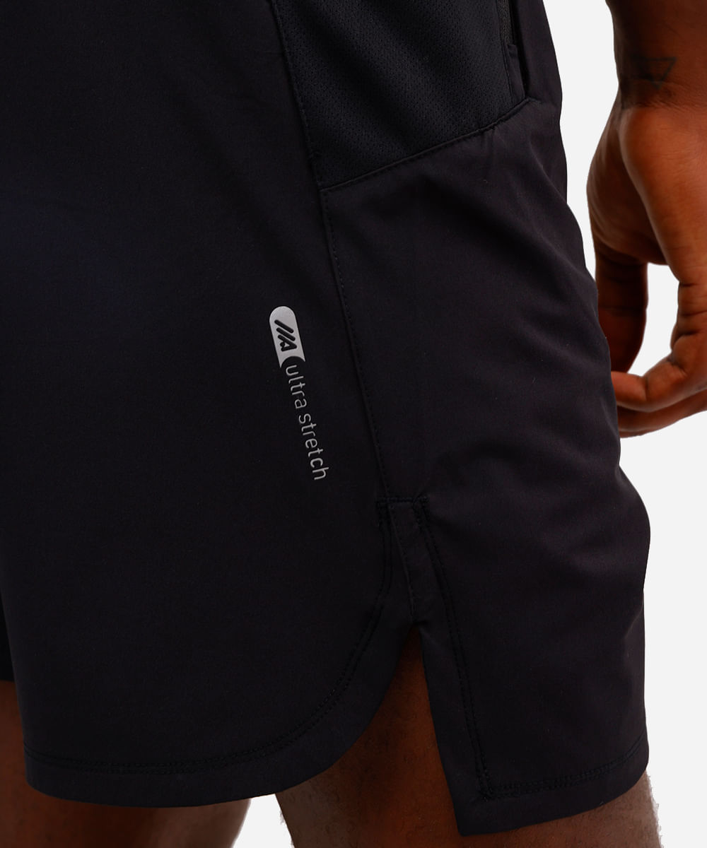 short masculino esportivo com recortes preto