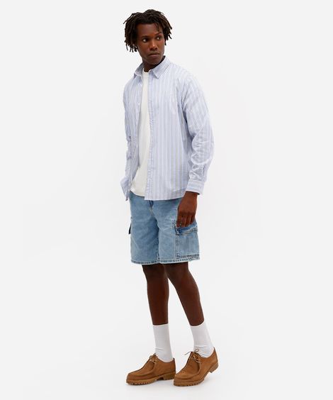 bermuda cargo masculina jeans azul