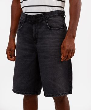 bermuda baggy masculina jeans preta