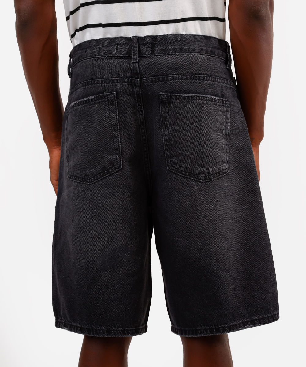 bermuda baggy masculina jeans preta