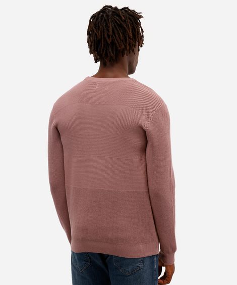 suéter masculino de tricot texturizado rosa