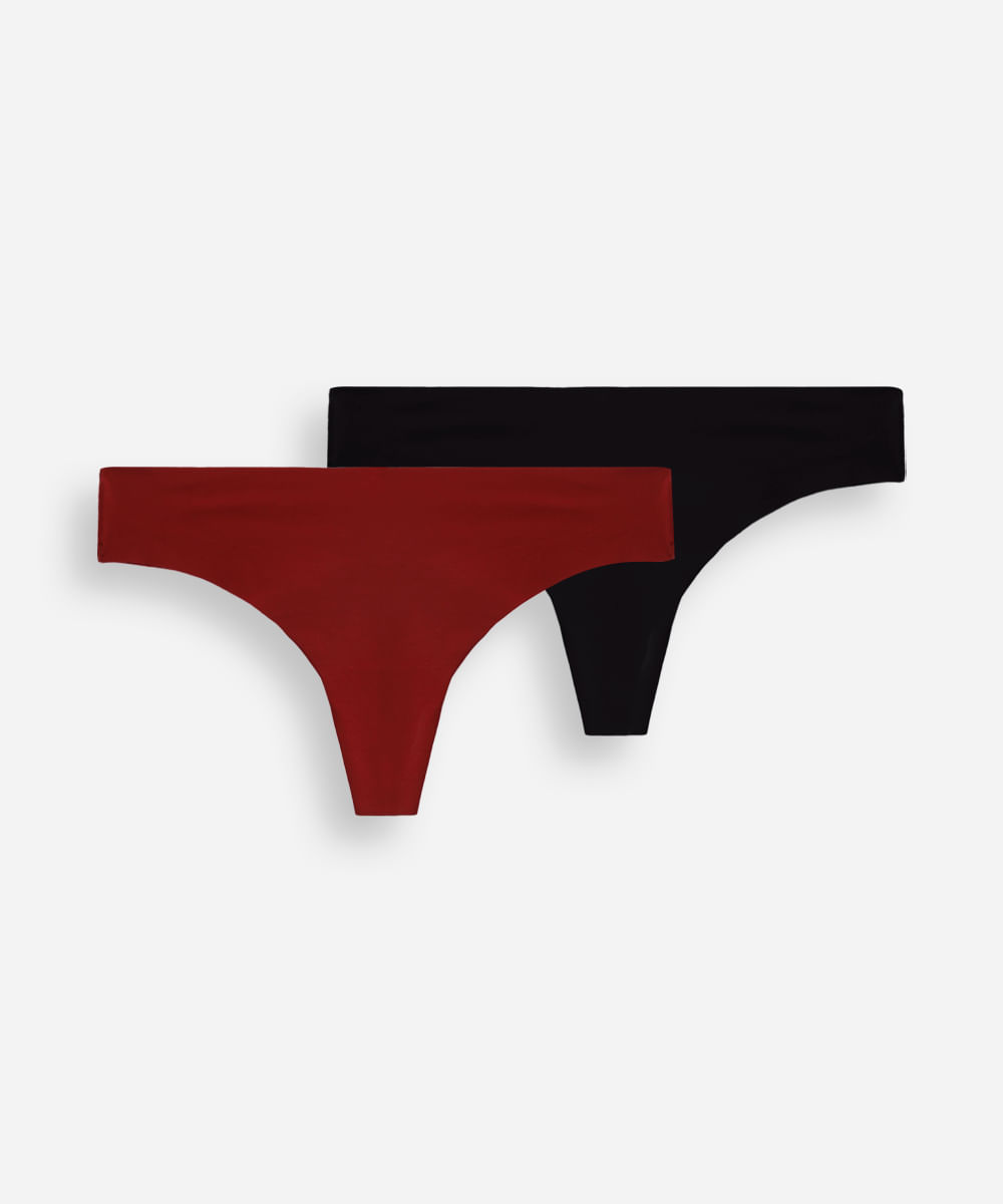 kit de 2 calcinhas fio dental sem costura colorido