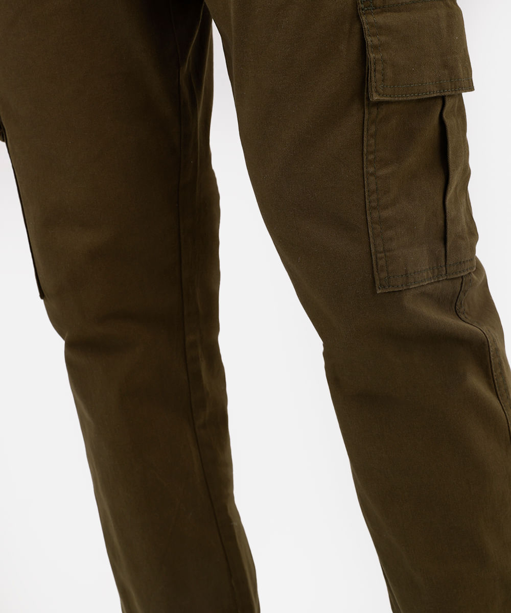 calça de sarja jogger cargo verde