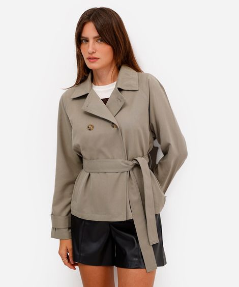 casaco trench coat cropped feminino verde