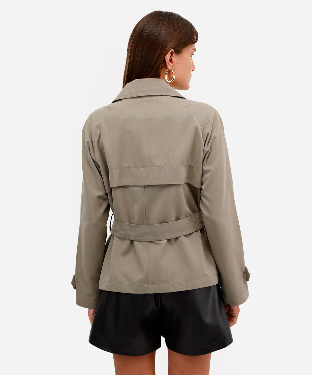 casaco trench coat cropped feminino verde