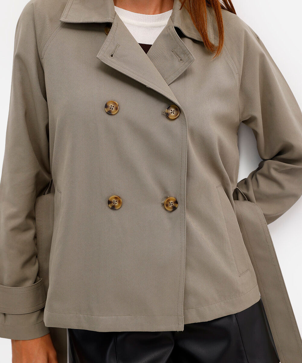 casaco trench coat cropped feminino verde