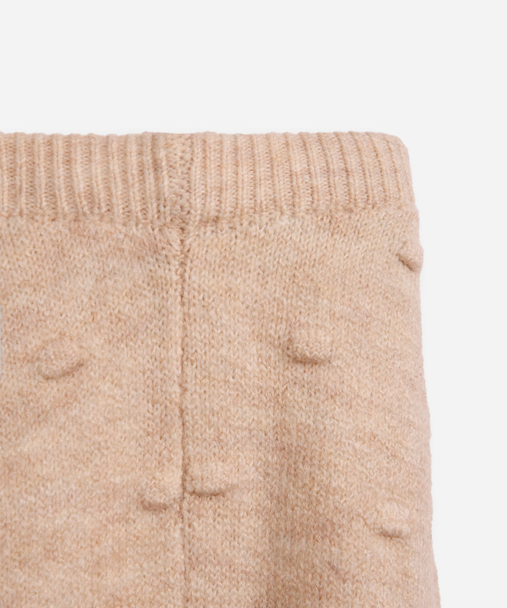 conjunto infantil longo de tricot poá bege