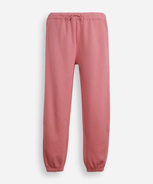 calça jogger juvenil de moletom básica rosa
