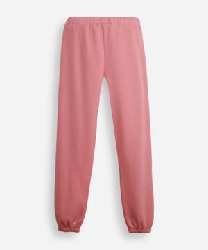 calça jogger juvenil de moletom básica rosa