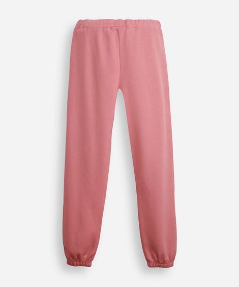 calça jogger juvenil de moletom básica rosa