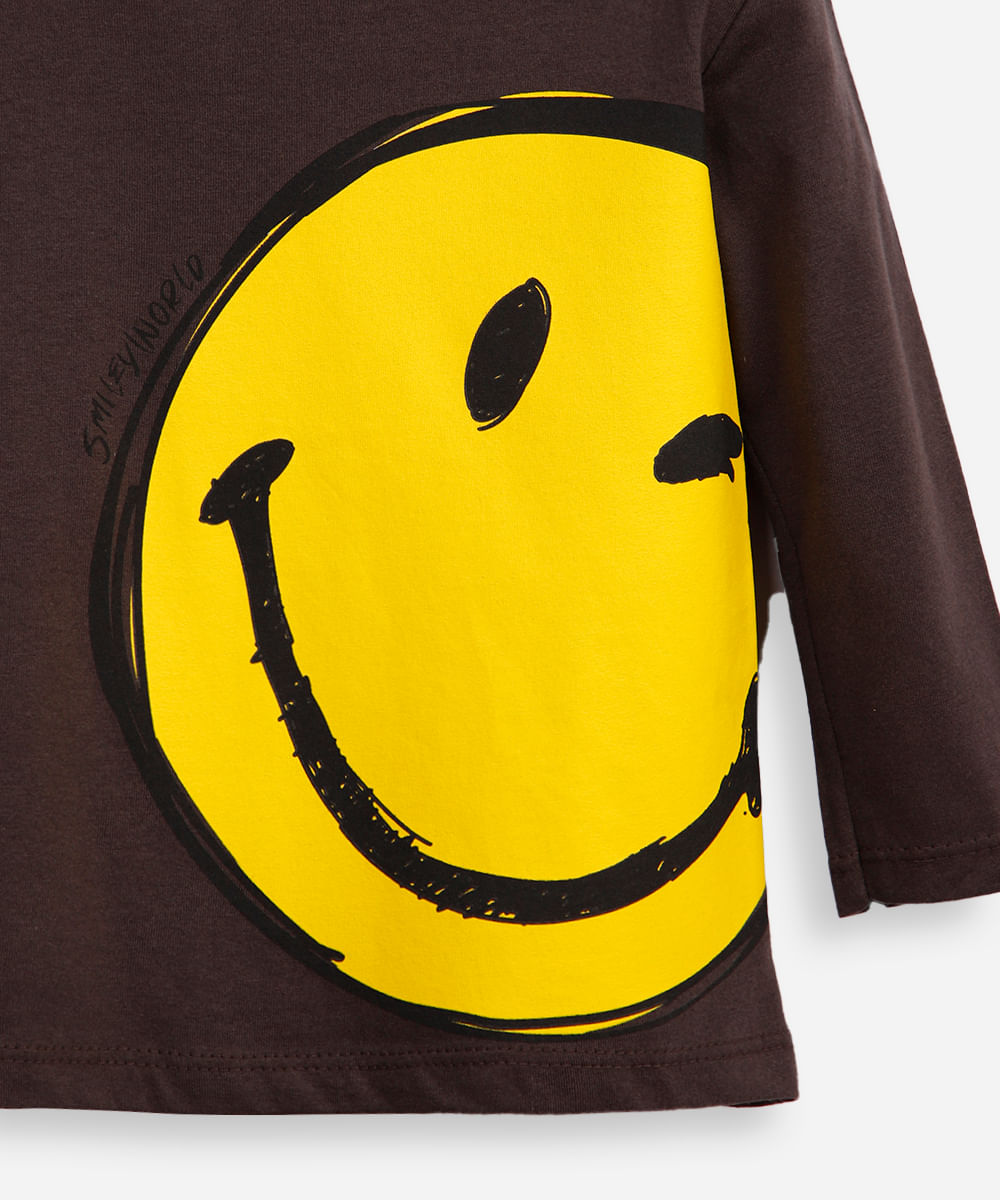 kit de 2 blusas infantis manga longa smileyworld colorida