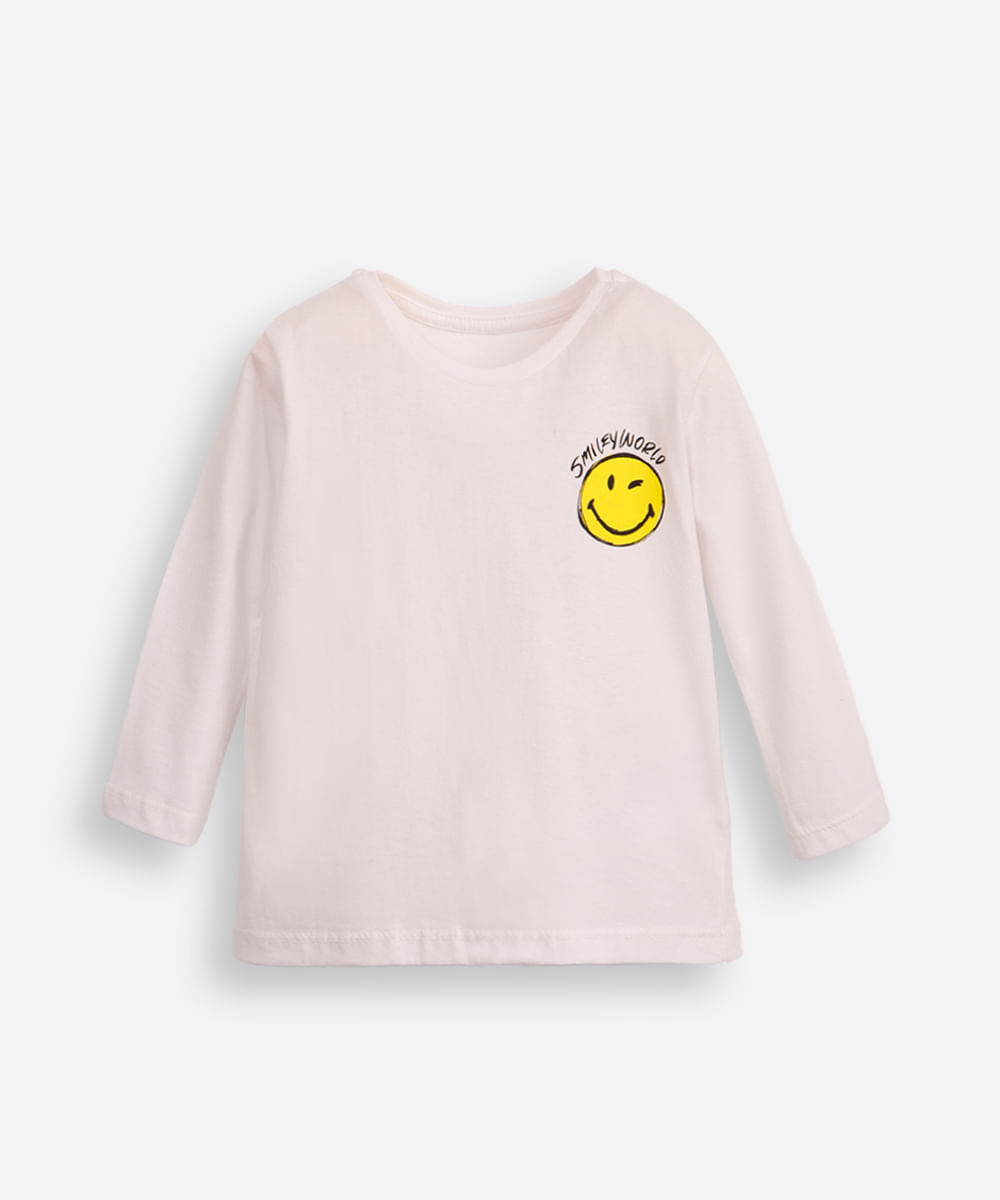 kit de 2 blusas infantis manga longa smileyworld colorida