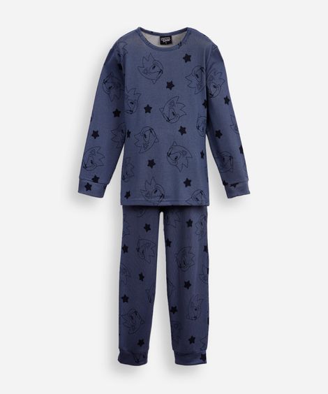 pijama longo infantil sonic azul