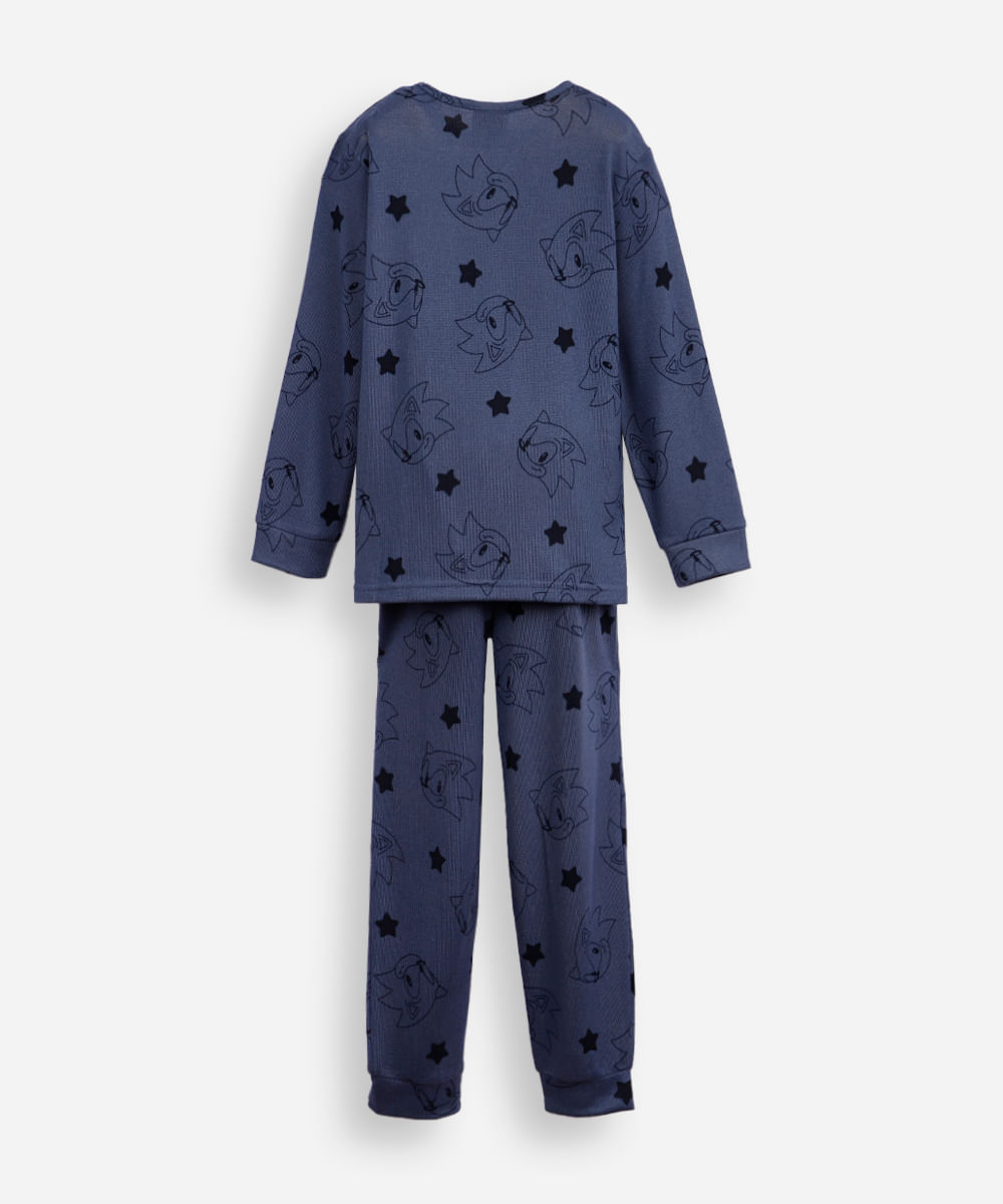 pijama longo infantil sonic azul