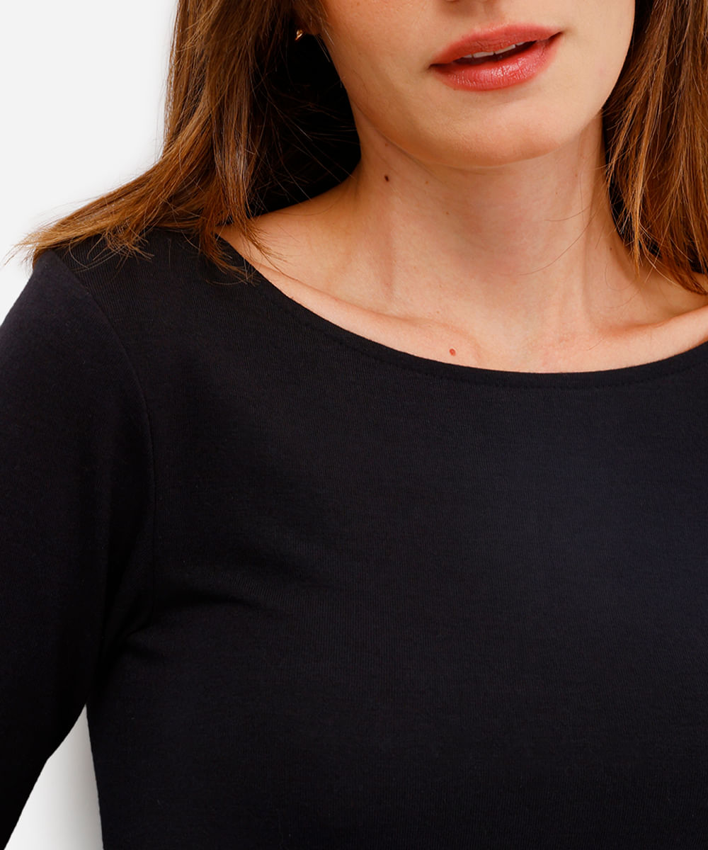 blusa feminina de pijama avulsa manga longa preta