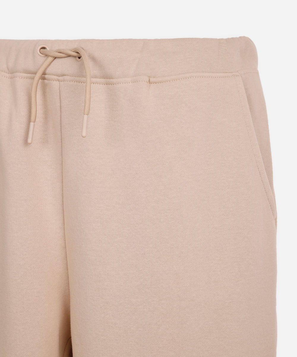 calça jogger juvenil de moletom básica bege