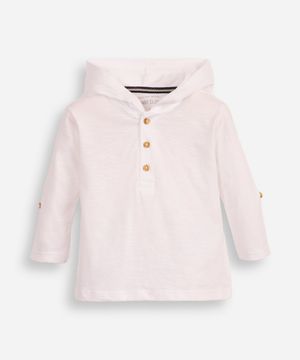 camiseta infantil manga longa com capuz - off white