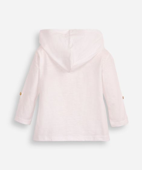 camiseta infantil manga longa com capuz - off white