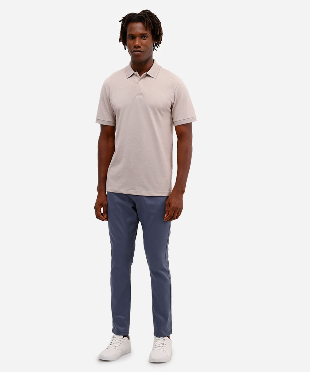polo comfort masculina texturizada cinza
