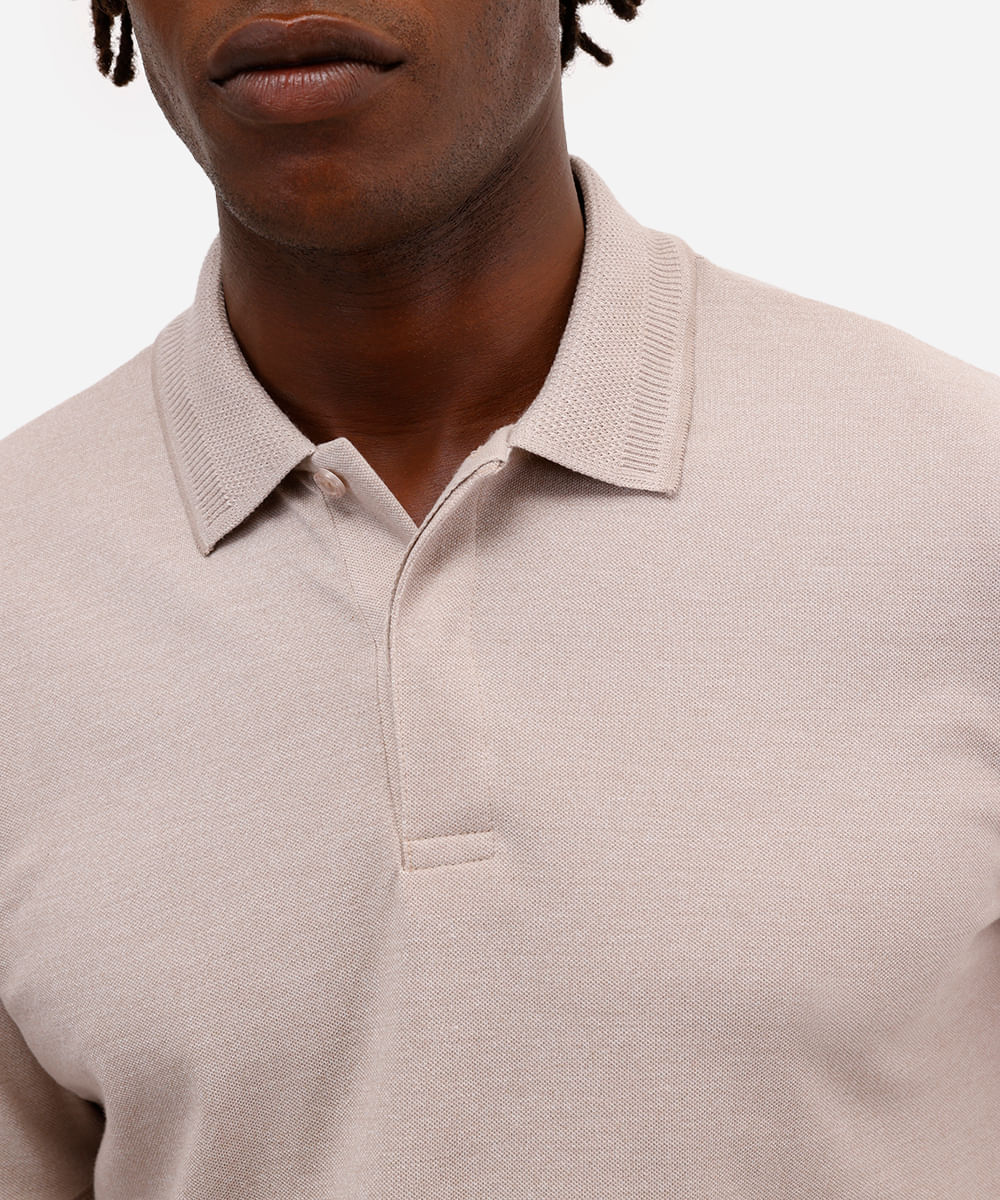 polo comfort masculina texturizada cinza