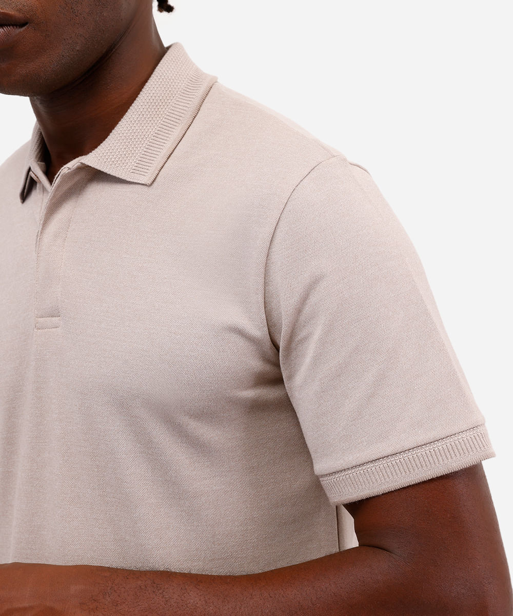polo comfort masculina texturizada cinza