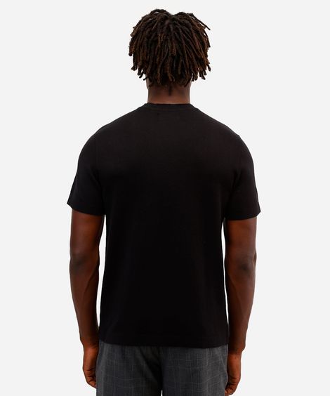 camiseta slim masculina de algodão manga curta preta