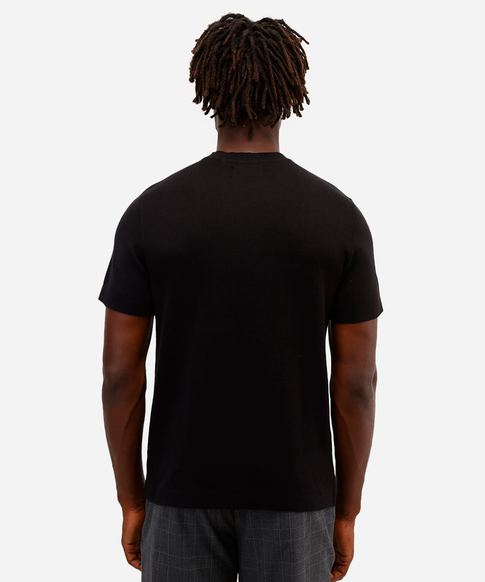 camiseta slim masculina de algodão manga curta preta