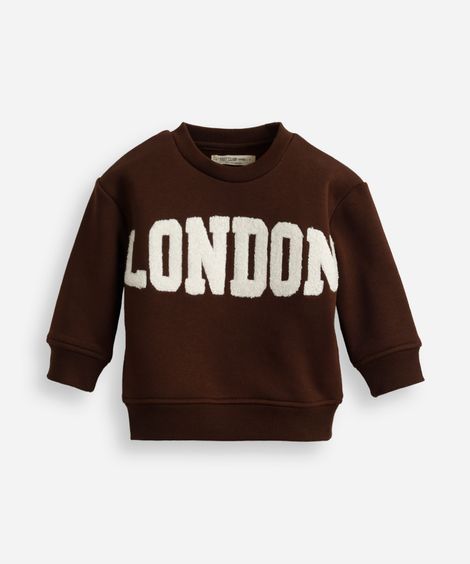 blusão de moletom infantil london marrom