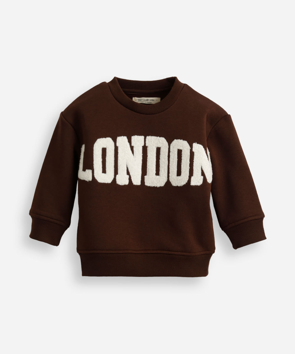 blusão de moletom infantil london marrom