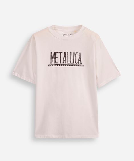 camiseta de algodão juvenil metallica off white