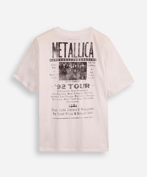 camiseta de algodão juvenil metallica off white