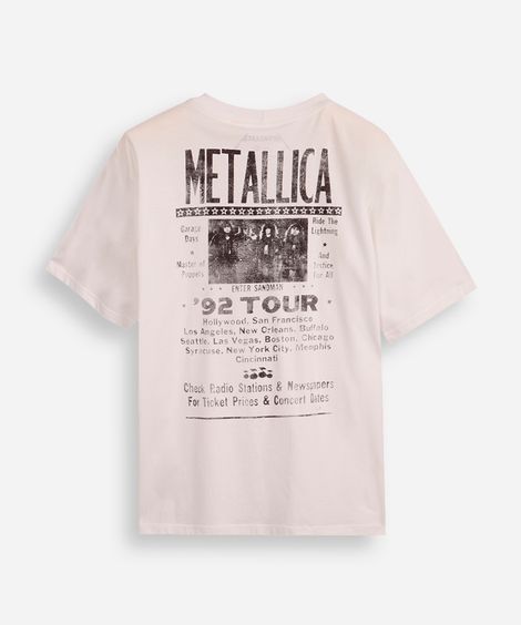 camiseta de algodão juvenil metallica off white