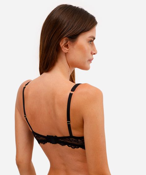 sutiã de renda e tule sem bojo com aro poá verde - preto
